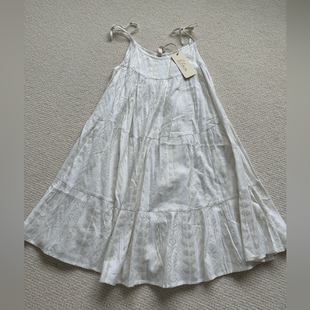 Elan white and gold shimmery sundress NWT
